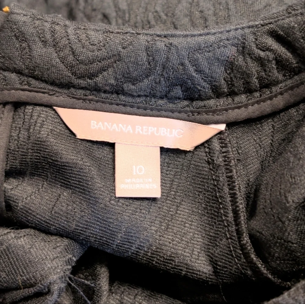 Banana Republic Black Jacquard Textured Long Sleeve Shift Dress Size 10 - Picture 4 of 5